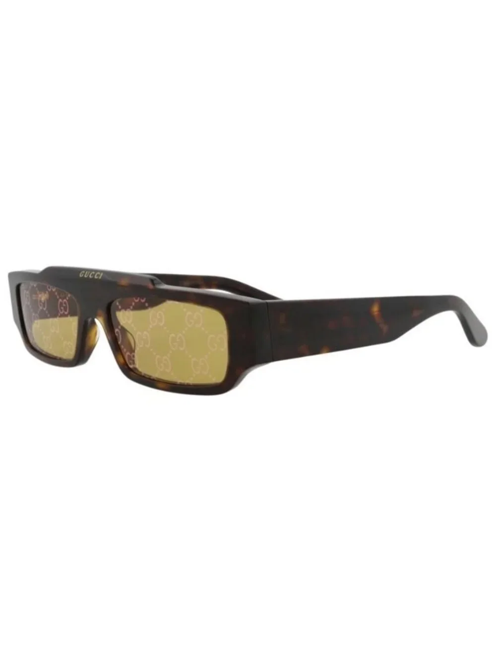New Gucci Mens Square/Rectangle Havana Havana Yellow Fashion Designer Sunglasses